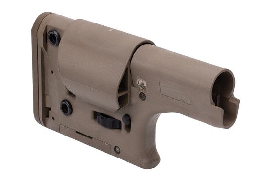 LMT DMR .308 AR-10 Rifle Stock in Tan fits SR-25 mil-spec collapsible tubes.